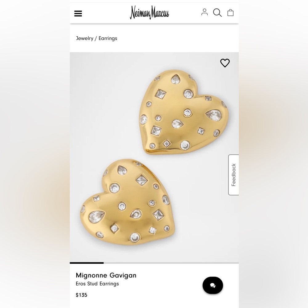 NWT MIGNONNE GAVIGAN EROS STUDS GOLD/clear earrings.
